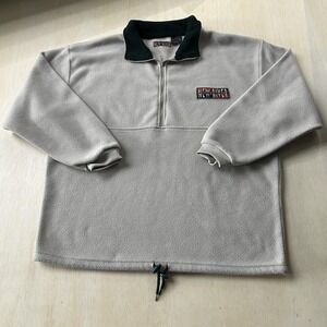 Vintage New River Sweatshirt Mens Medium Cream Fleece 1/4 Zip Collared Pullover